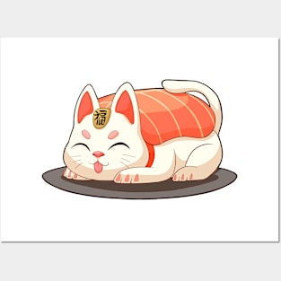 Cute sushi cat  T-Shirt Posters and Art